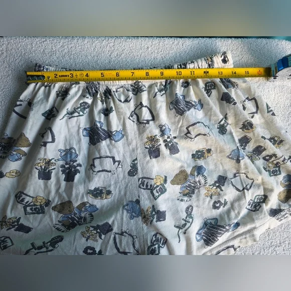 Teddy Bear Patterned White and Blue Two-Piece Set Pajamas Medium - Picture 9 of 13